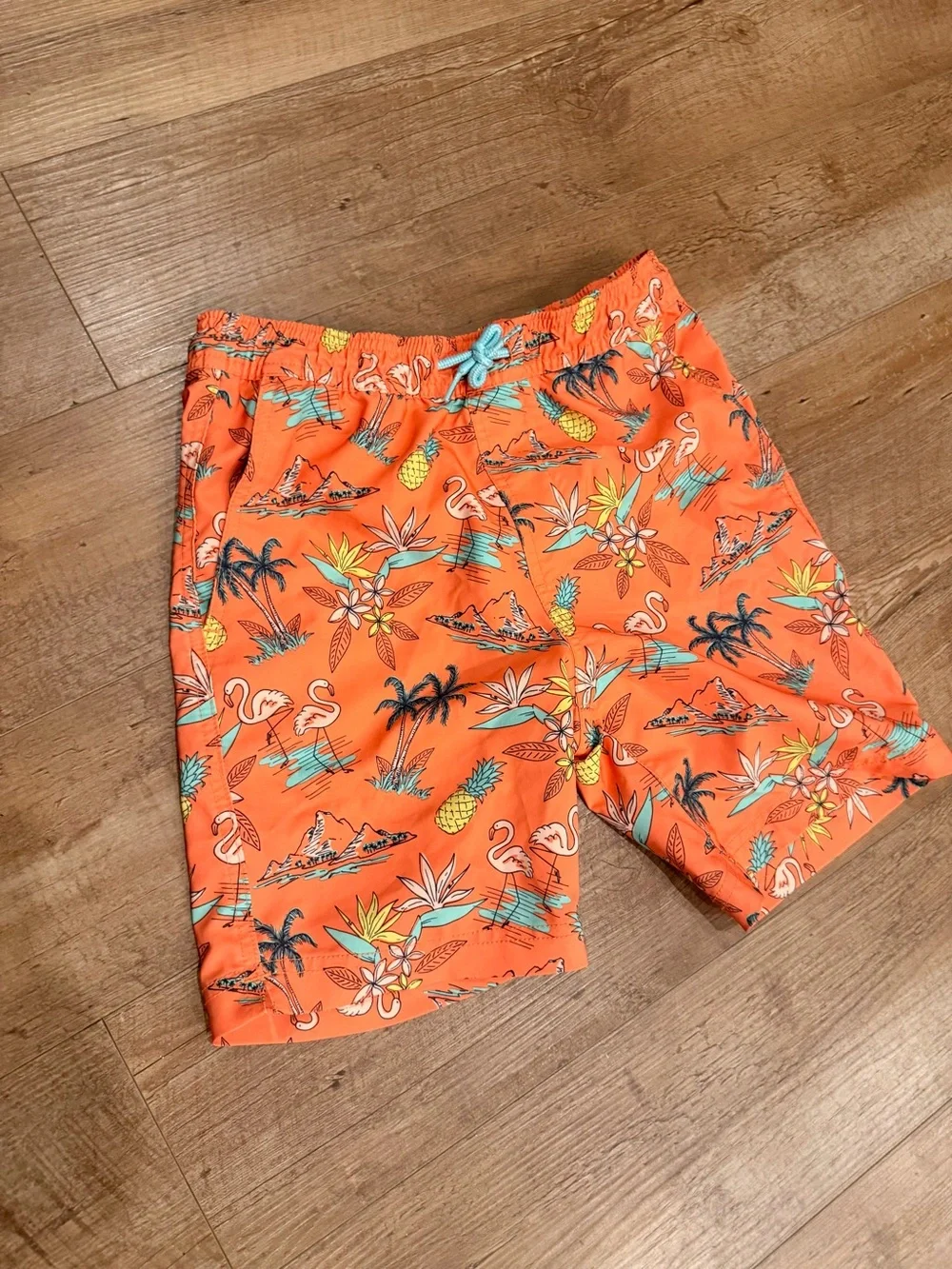 Blue Crown Men’s M Tropical Flamingo Pineapple Swim Trunks Orange Beach Shorts